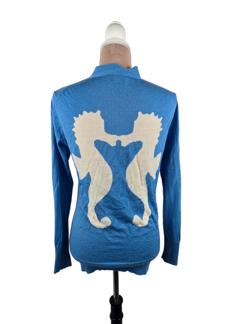 Seaton Seahorse Cashmere Cardigan Sweater in Blue Size XS